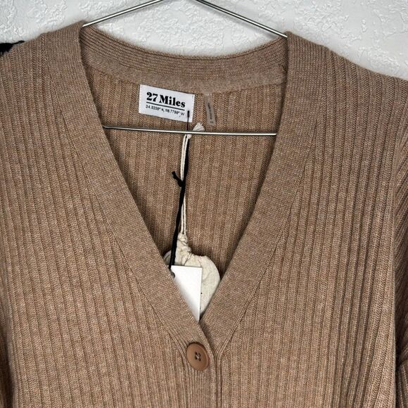 NWT 27 Miles Malibu Leila Wool Cashmere Cardigan Tan/Black XS - Picture 4 of 14